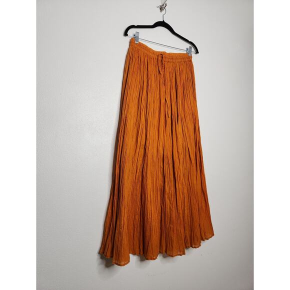 Vintage y2k Fashion Fuse One Size Maxi Skirt Pleated Orange Boho Fall Fairy - Picture 2 of 6